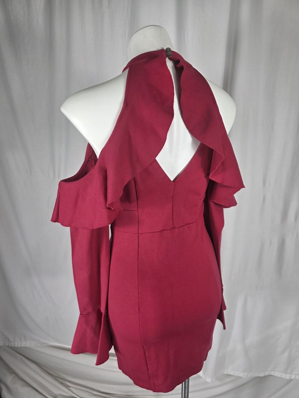 Free People Red Cold Shoulder Bodycon Mini Dress Sz. S Sexy Date Night Festival - Picture 7 of 14